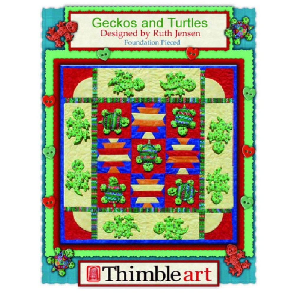 Thimbleart - Geckos and Turtles - Designed by Ruth Jensen - Foundation Pieced